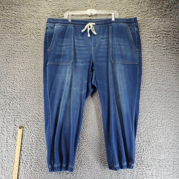Lane Bryant Jeans Womens Plus 24 Blue Elastic Drawstring Casual Jogger Denim - Picture 1 of 10